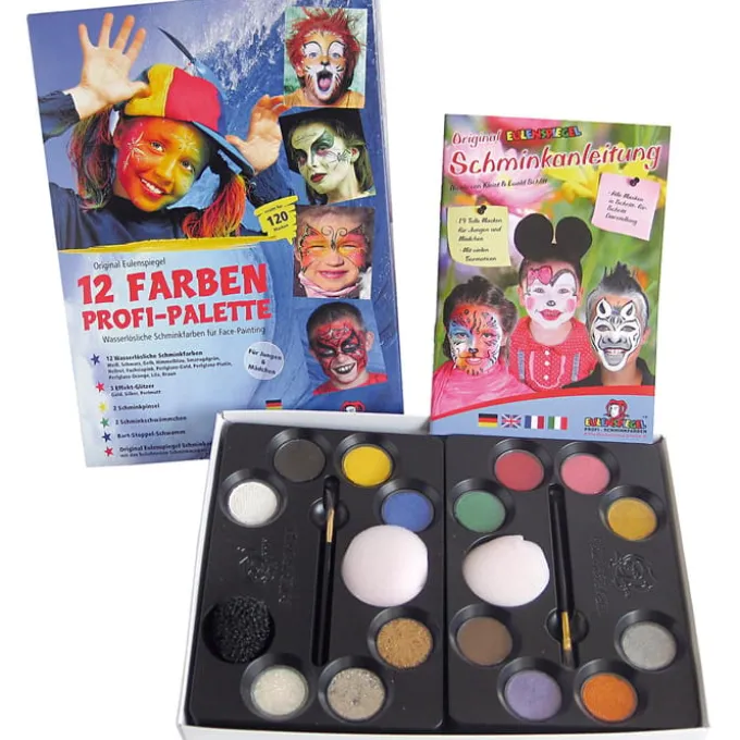Kinderschminke - Palette mit 12 Farben und Ideen