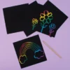 Kratzbilder 15 x 15 cm – Regenbogen, 100 Stk.
