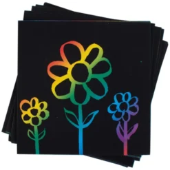 Kratzbilder 15 x 15 cm – Regenbogen, 100 Stk.