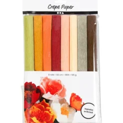 Krepppapier - zarte Naturfarben, 8 Blatt