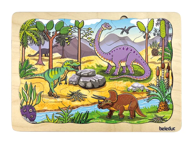 Lagenpuzzle Dino, 4 Lagen m. 44 Teilen
