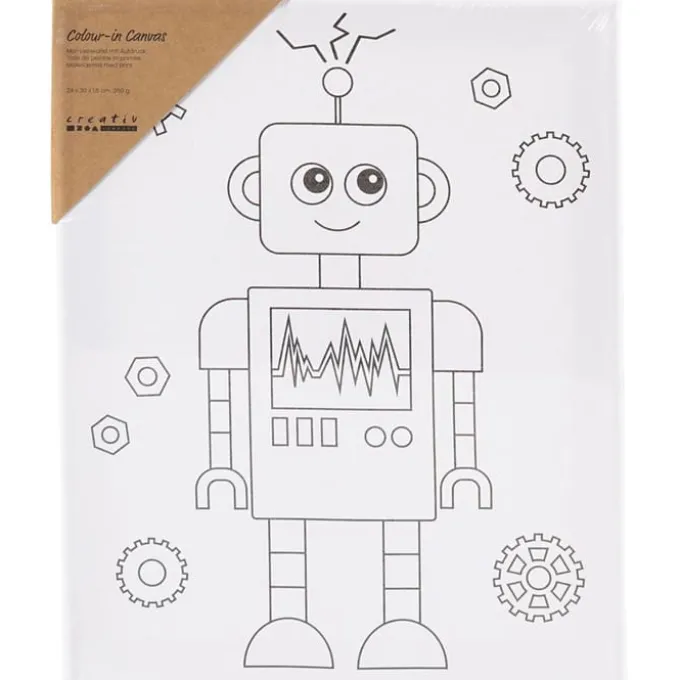 Leinwand zum Ausmalen 24x30 cm - Roboter