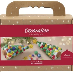 Mache Pompon-Weihnachtsbäume, 2 Stk.