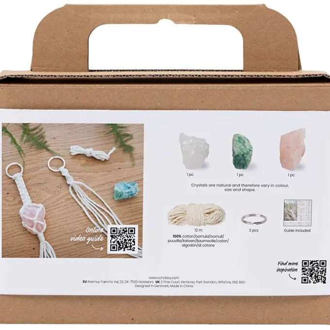 Macramé-Set - Schlüsselringe mit Kristalle