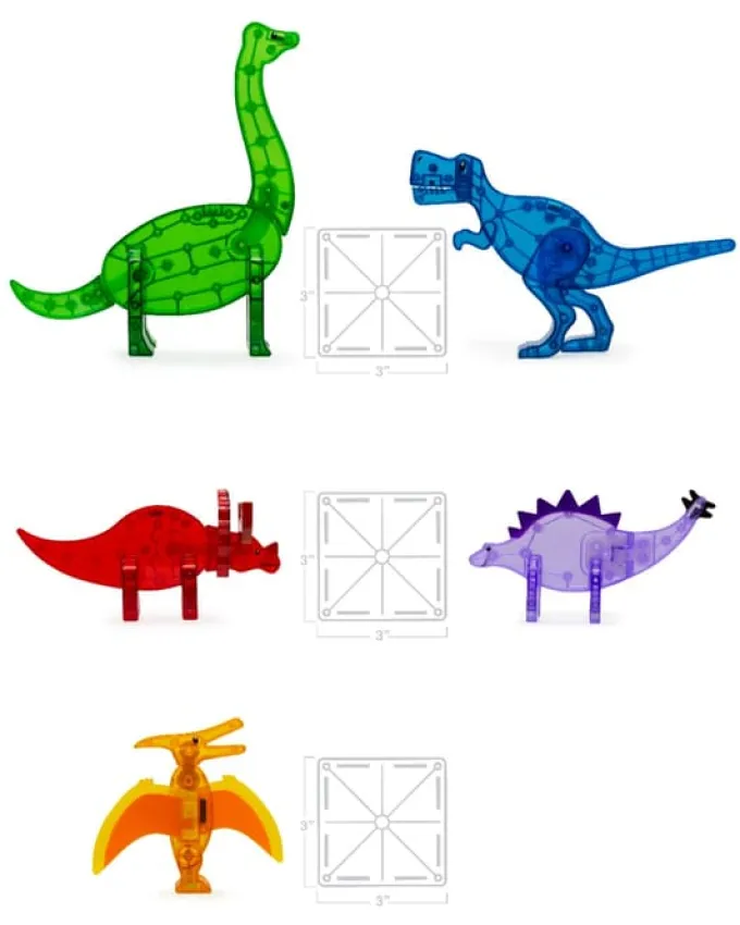 Magna-Tiles - Dinosaurier, 5 Stk.