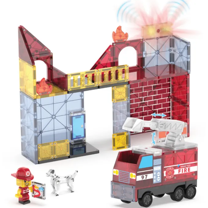 Magna-Tiles | Feuerwehr mit Ton und Licht, 50 Stk.