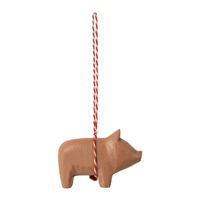 Maileg - Holzornament, Schwein - H: 5 cm