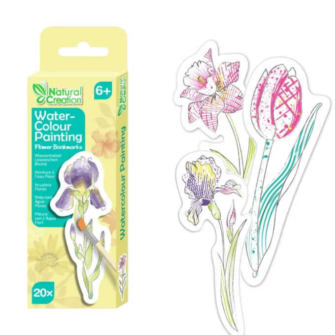 Male Lesezeichen mit Wasser - Blumen, 20 Stk.