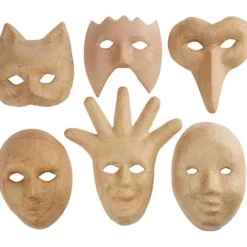 Masken aus Pappmaschee - 6 Stk.