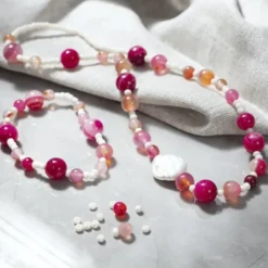 Mini Schmuck-Bastelset - Achatperlen, rosa