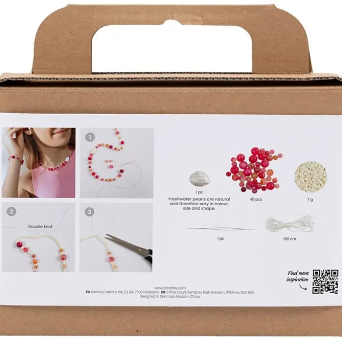 Mini Schmuck-Bastelset - Achatperlen, rosa