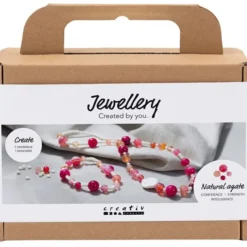 Mini Schmuck-Bastelset - Achatperlen, rosa