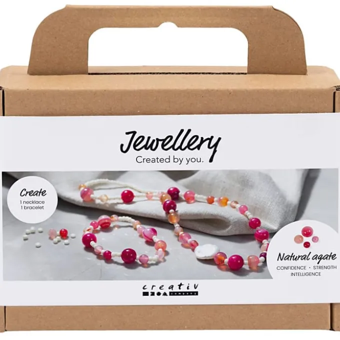 Mini Schmuck-Bastelset - Achatperlen, rosa
