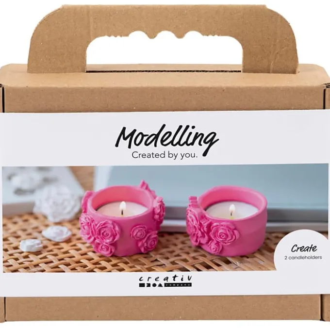 Modellier-Set – Blumen-Teelichthalter, 2 Stk.