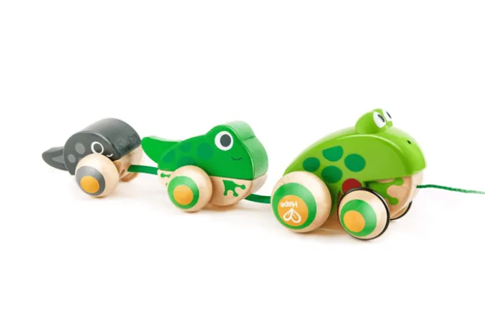 Nachziehspielzeug - Froschfamilie