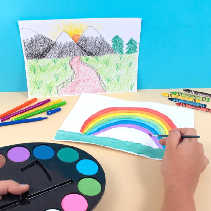 Palette mit Pinsel & Wasserfarben, 12 Stk.