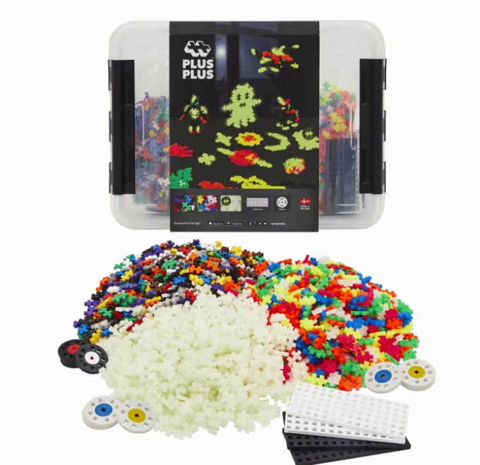 Plus-Plus - Glow Mix Bausteine mit Box, 2000 Stk.