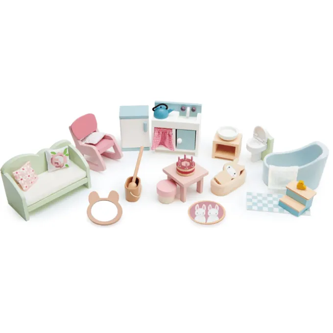 Puppenhausmöbel - Wohnzimmer, Küche, Bad