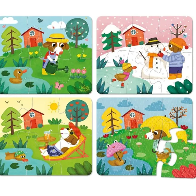 Puzzle aus Holz - Die 4 Jahreszeiten, 4 Stk.