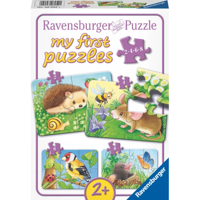 Puzzle mit 2–8 Teilen – Tiere im Garten, 4 Stk.