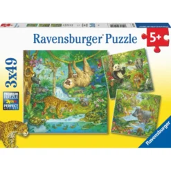 Puzzle mit 3 x 49 Teilen – Im Dschungel