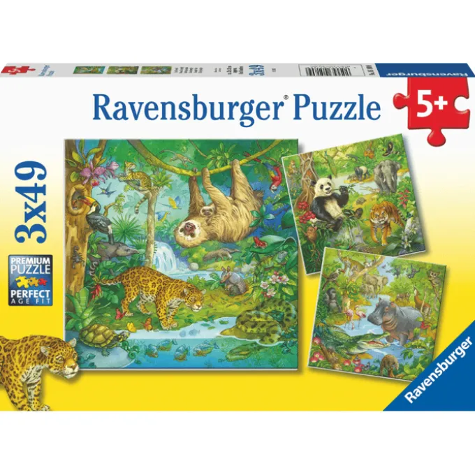 Puzzle mit 3 x 49 Teilen – Im Dschungel