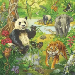 Puzzle mit 3 x 49 Teilen – Im Dschungel