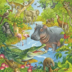 Puzzle mit 3 x 49 Teilen – Im Dschungel