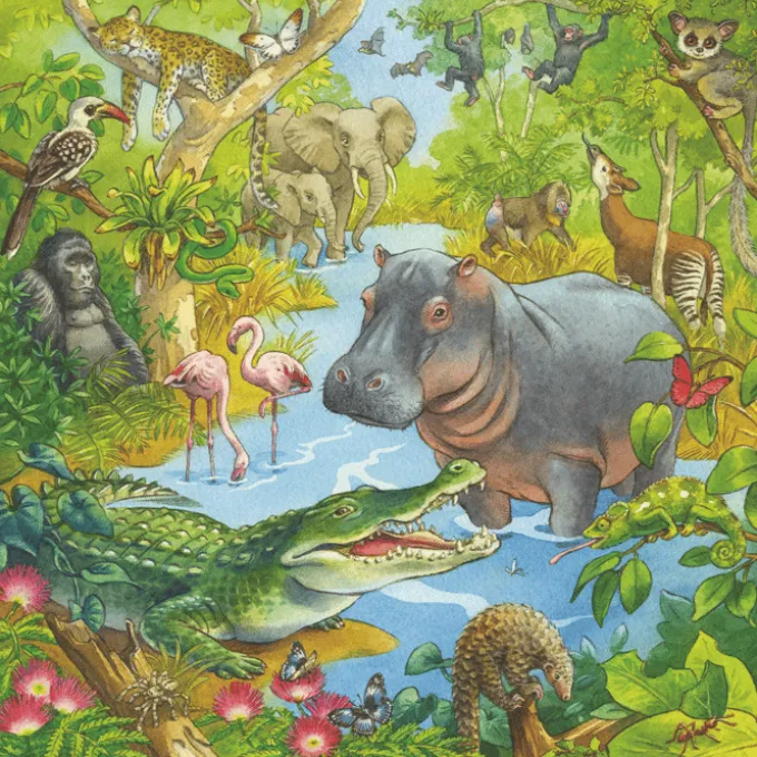 Puzzle mit 3 x 49 Teilen – Im Dschungel