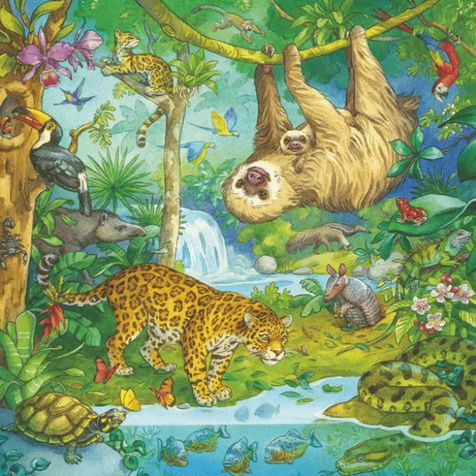Puzzle mit 3 x 49 Teilen – Im Dschungel