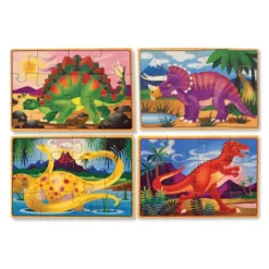 Puzzles aus Holz - 4 x 12 Teile, Dinosaurier