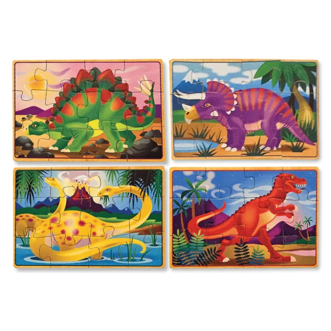 Puzzles aus Holz - 4 x 12 Teile, Dinosaurier