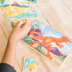 Puzzles aus Holz - 4 x 12 Teile, Dinosaurier