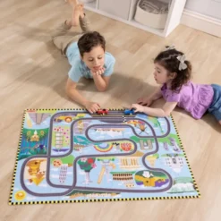 Puzzle Weltreise m. Fahrbahn, 48 Teile mit 2 Autos