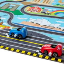 Puzzle Weltreise m. Fahrbahn, 48 Teile mit 2 Autos