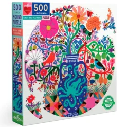 Rundes Puzzle, 500 Teile - Birds & Flowers