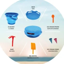 Sandspielzeug - Eimerset mit 7 Teilen - blau