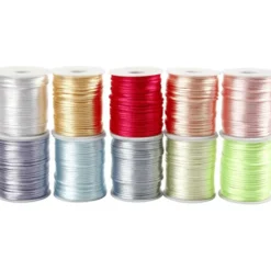 Satinband Ø2 mm, 50 m – Pastellfarben, 10 Stk.
