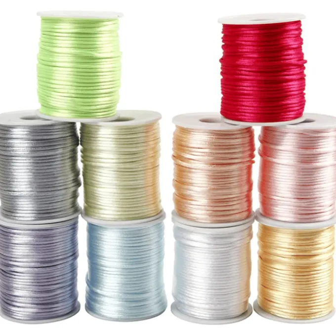 Satinband Ø2 mm, 50 m – Pastellfarben, 10 Stk.