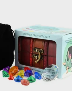 Schatzkiste mit bunten Juwelen
