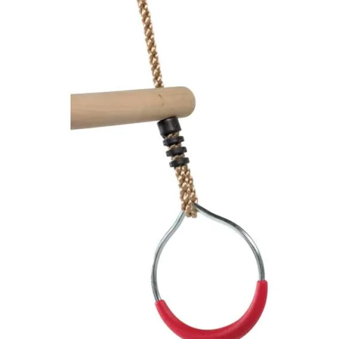 Schaukel - Trapez aus Holz mit Metalringen