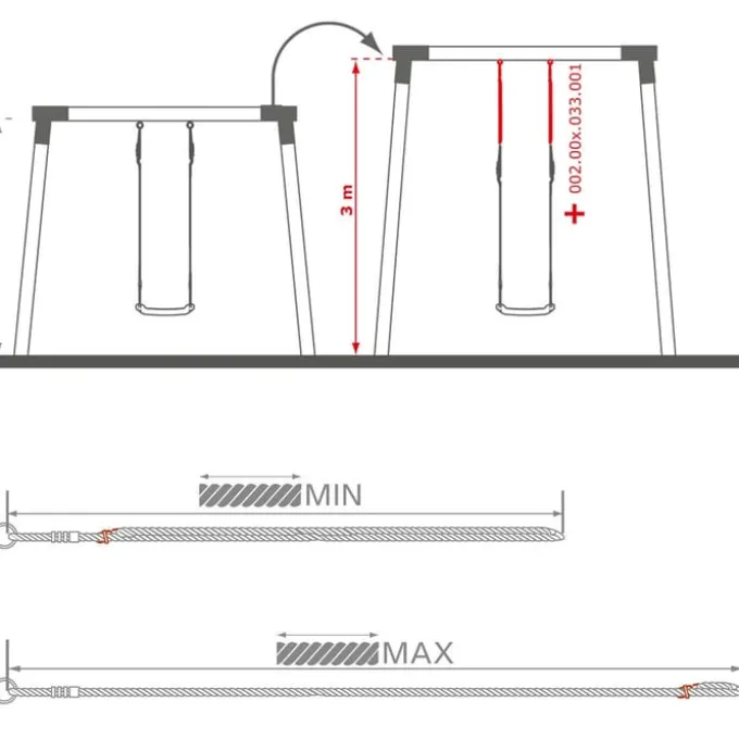 Schaukel Zubehör - justierbares Seil 75 - 135 cm