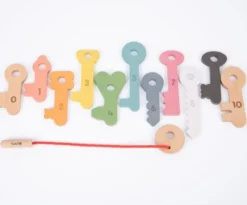 Schlüssel aus Holz - Regenbogen, 11 Stk