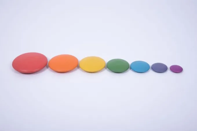 Sensoriksteine aus Holz - Regenbogen, 7 Stk.