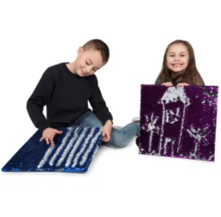 Sensorische Paillettentafel - blau/silber