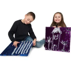 Sensorische Paillettentafel - blau/grün