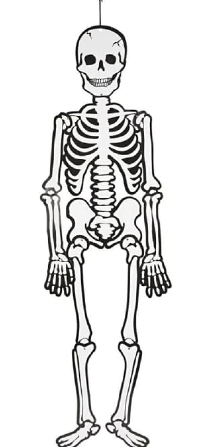 Skelett aus Karton - Glow in the Dark, 120 cm