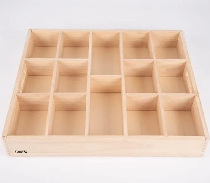 Sortierkasten aus Holz, 14 Fächer