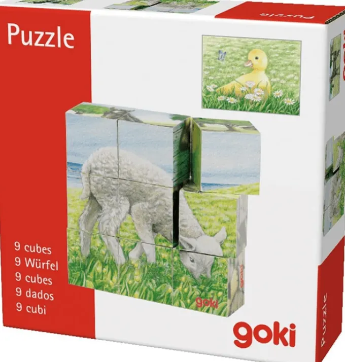 Stapelpuzzlespiel - Bauernhoftiere, 9 Würfel