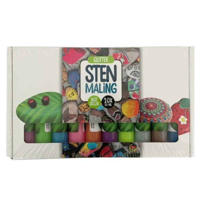 Steine bemalen - Glitzerfarben 10 x 30 ml